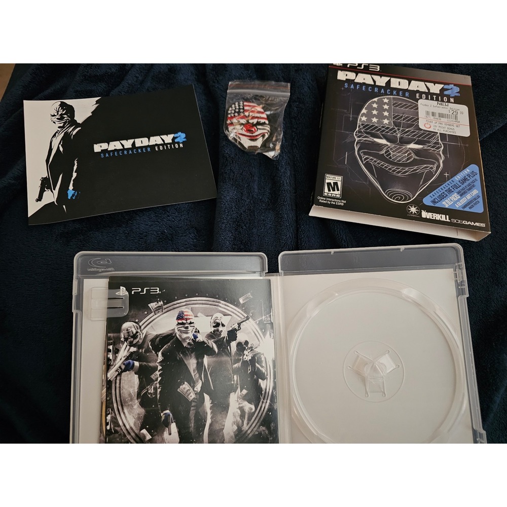 Payday 2 Safecracker Edition PS3 Case Manual Dallas Mask Patch NO GAME disc
